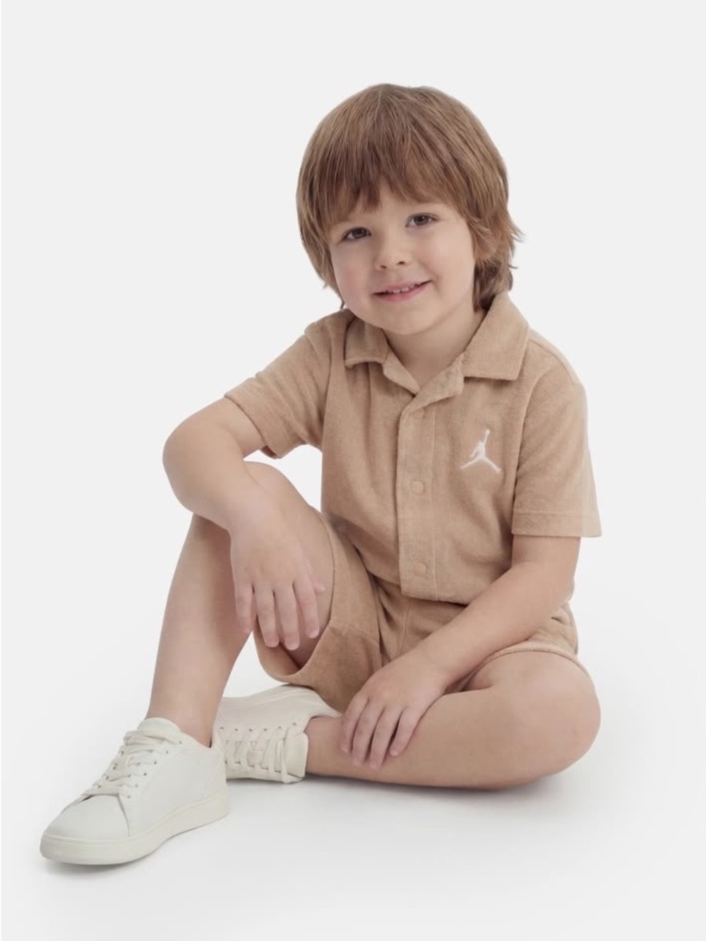 Jordan Kids Tan Polo Shirt with White Jumpman Logo